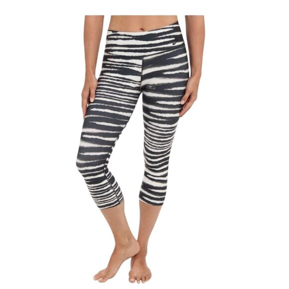 Nike Pants - Nike One Legend Stripe Capri Leggings Black White Zebra Women's Medium